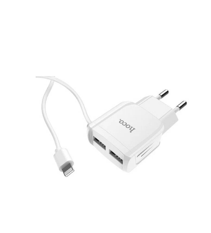 

Сетевое зарядное устройство Hoco C59A, 2 USB - 2.4 А, кабель Lightning 1 м, белый