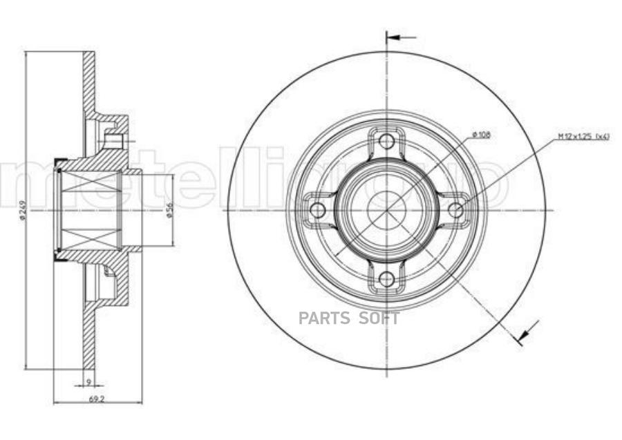 

23-0878 Диск Тормозной Задний С Подшипником И Кольцом Abs Citroen C3/C4 1.4-1.6 04>