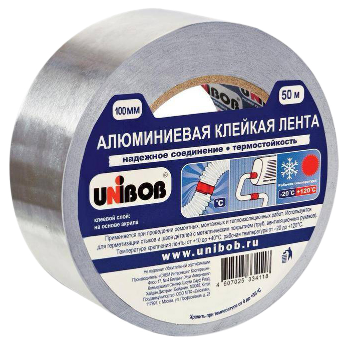 

Лента Unibob алюминиевая клейкая 100 мм х 50 м