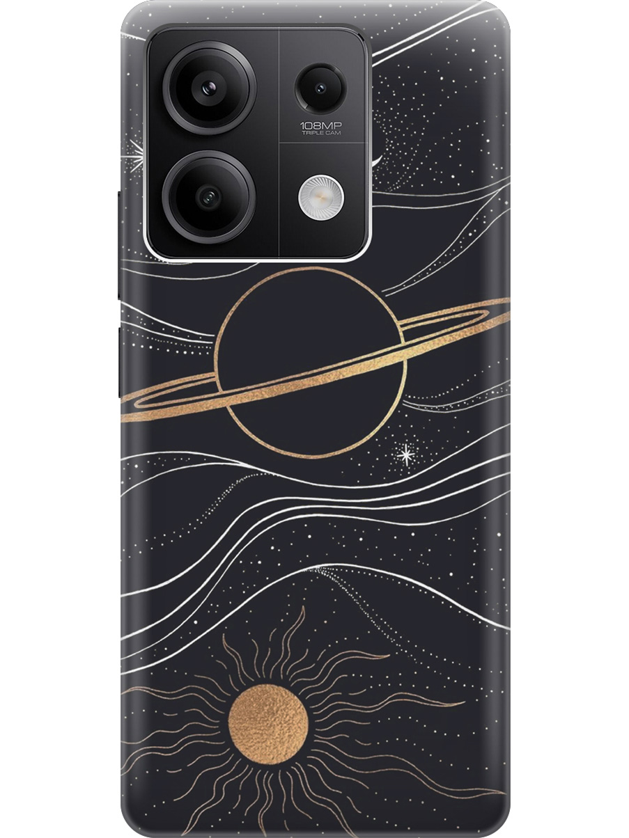 

Силиконовый чехол на Xiaomi Redmi Note 13 5g с рисунком "Сатурн и солнце", Белый;желтый, 20012078