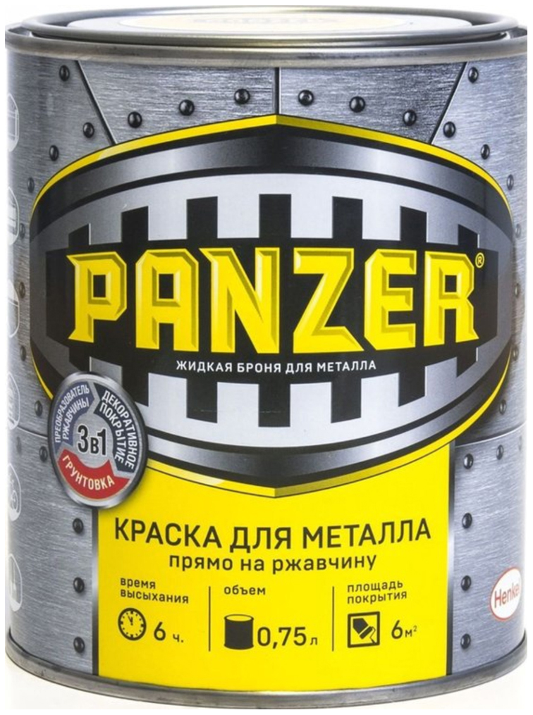 фото Краска для металла panzer молотковая красная 0,75 л