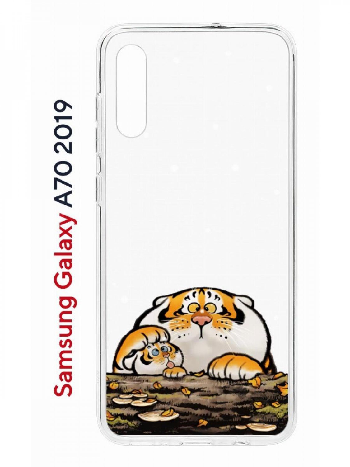 Чехол на Samsung A70 Kruche Print тигр первый снег,противоударный силиконовый бампер