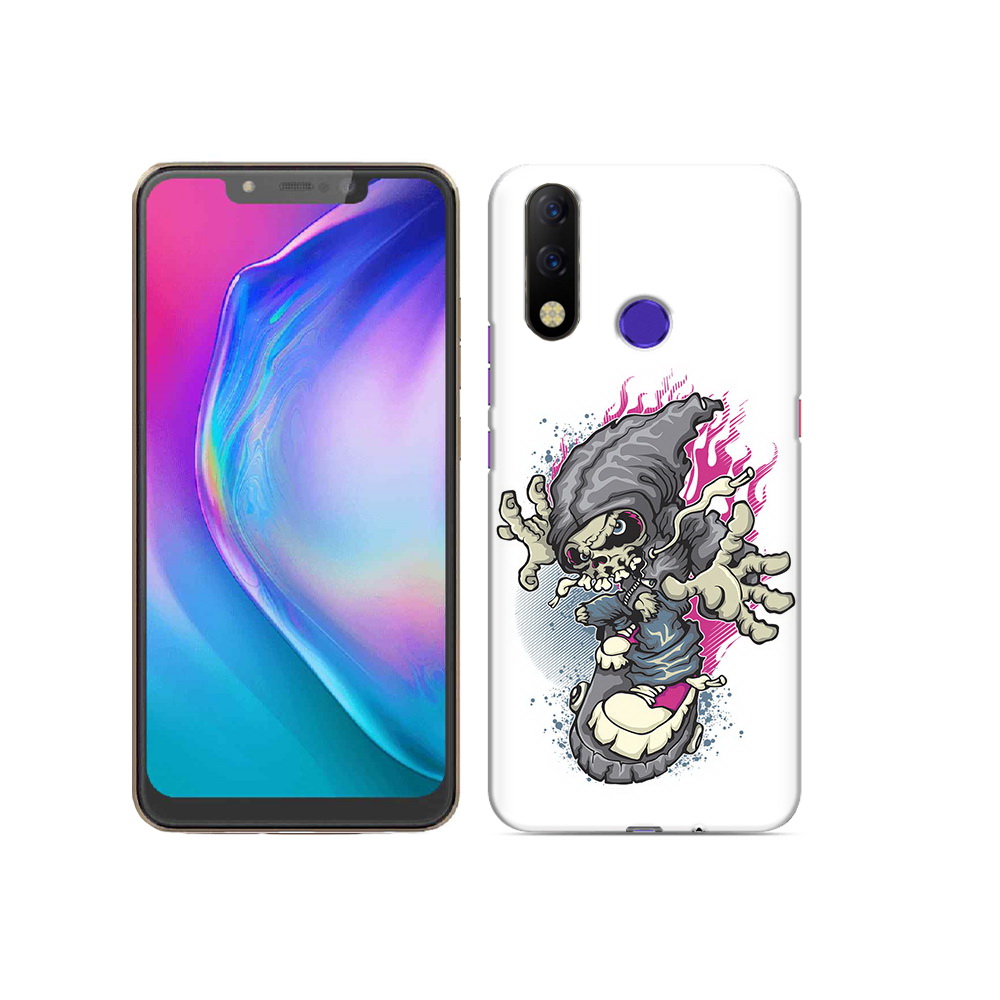 фото Чехол mypads tocco для tecno spark 3 pro нарисованный скелет на скейт борде
