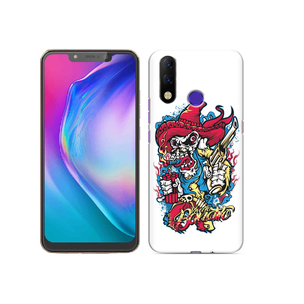 

Чехол MyPads Tocco для Tecno Spark 3 Pro нарисованный скелет с писталетом, Прозрачный, Tocco
