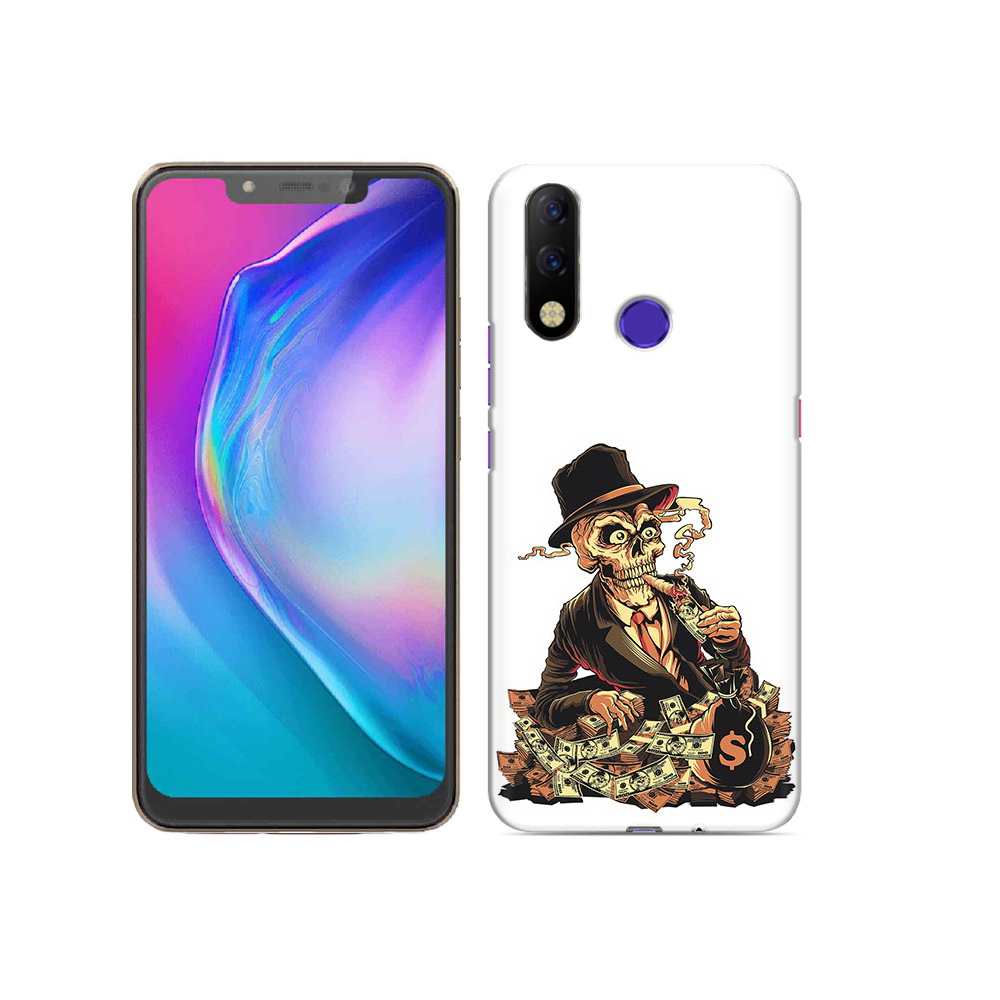 

Чехол MyPads Tocco для Tecno Spark 3 Pro нарисованный череп с сигаретой, Прозрачный, Tocco