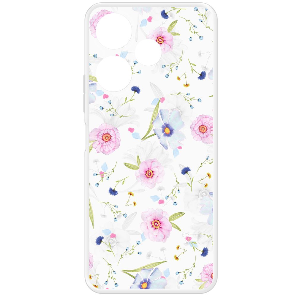 

Чехол-накладка Krutoff Clear Case Цветочный паттерн 3 для Xiaomi Poco M6 4G, Прозрачный