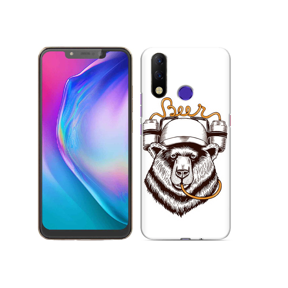 

Чехол MyPads Tocco для Tecno Spark 3 Pro пивной медведь, Прозрачный, Tocco