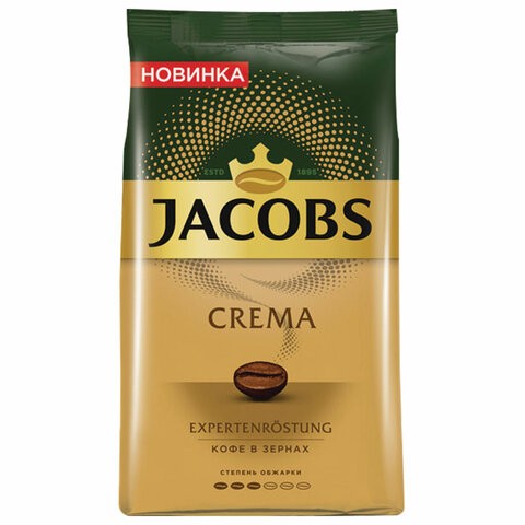 Кофе в зернах JACOBS Crema, 1000г, вакуумная упаковка, ш/к 78882, 8051592