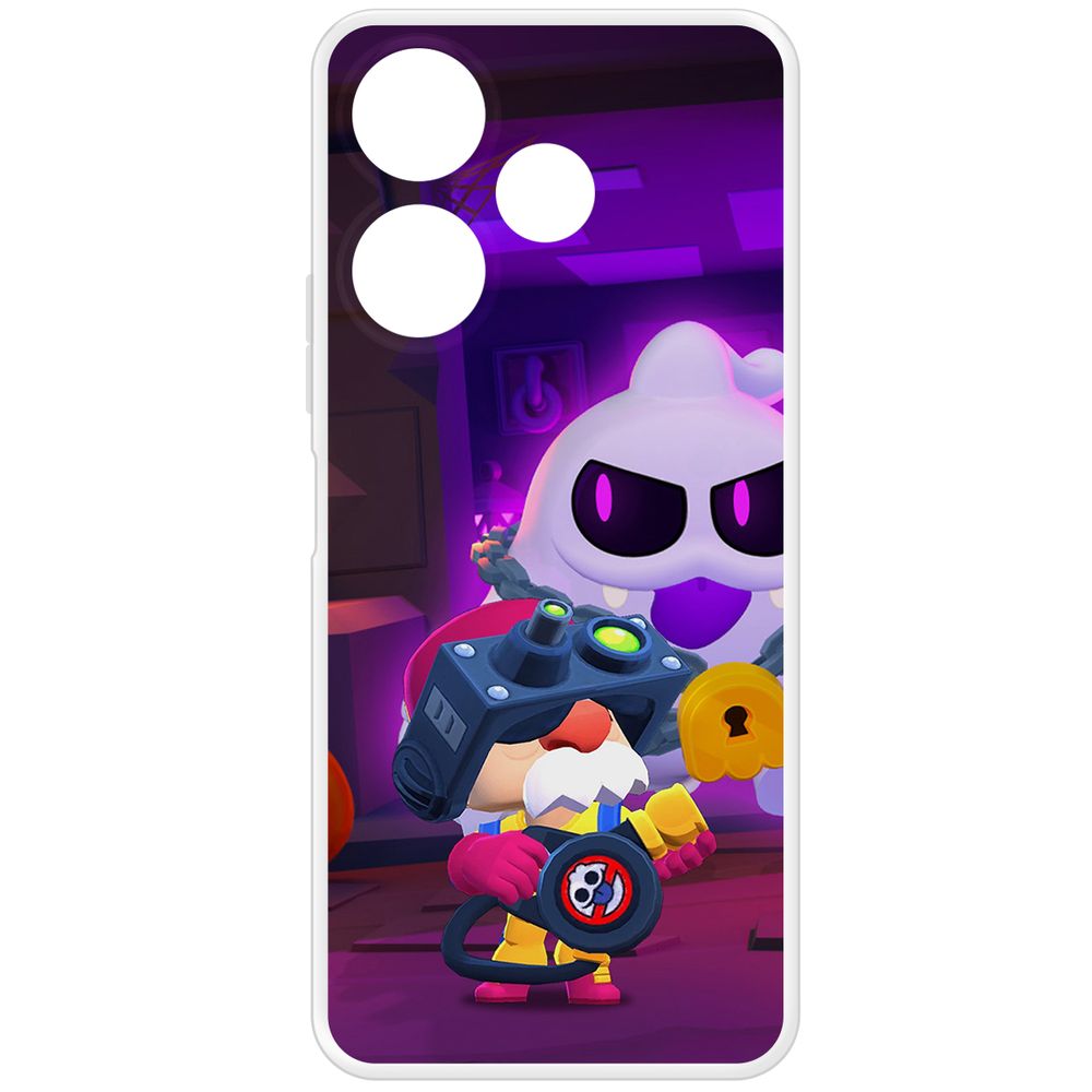 

Чехол-накладка Clear Case Brawl Stars-Охотник за Скуиками Гэйл для Xiaomi Poco M6 4G, Прозрачный