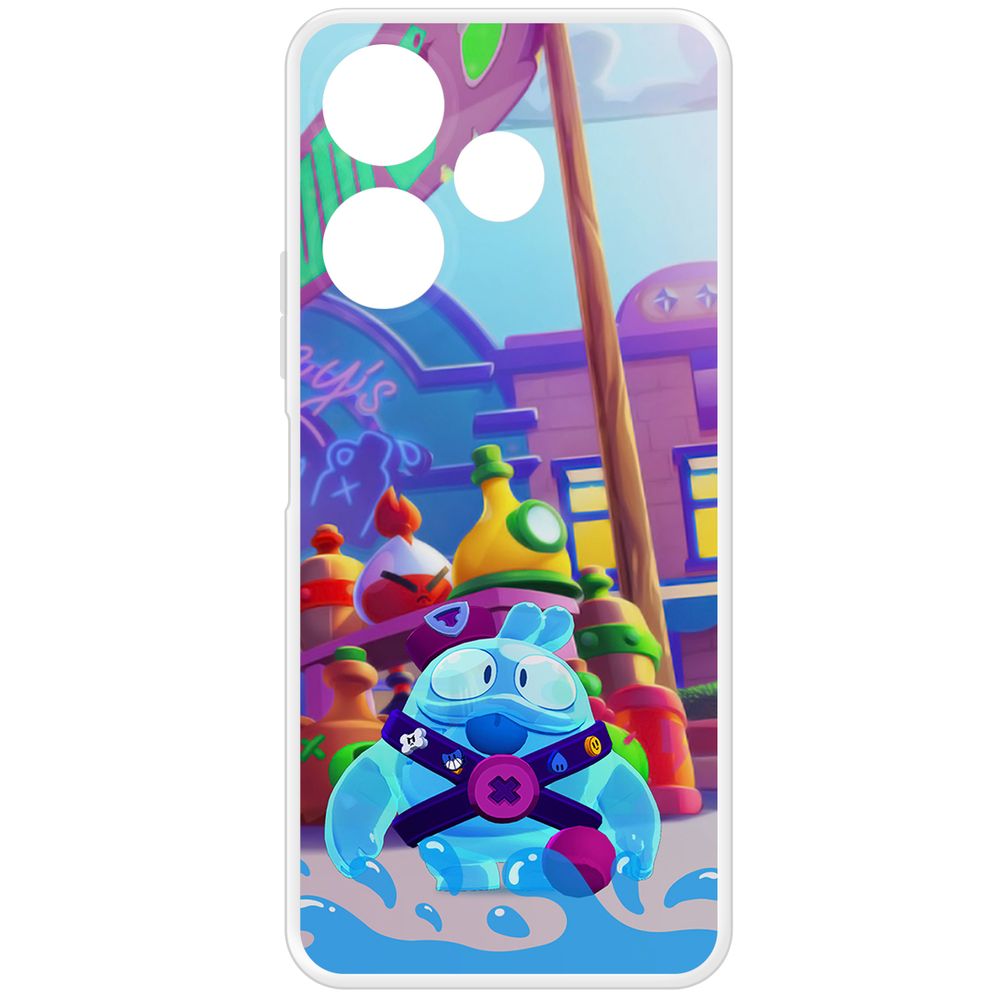 

Чехол-накладка Krutoff Clear Case Brawl Stars-Скуик для Xiaomi Poco M6 4G, Прозрачный