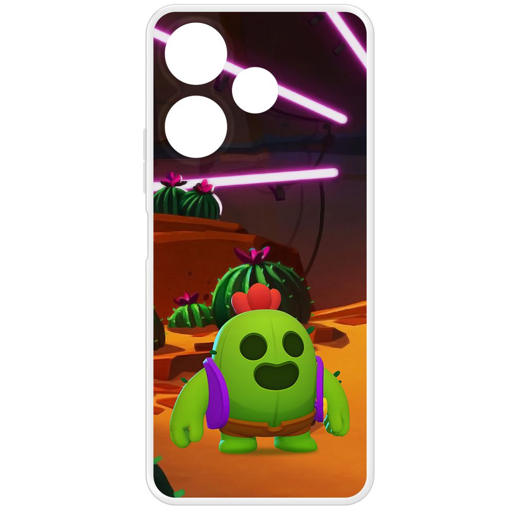 

Чехол-накладка Krutoff Clear Case Brawl Stars-Спайк для Xiaomi Poco M6 4G, Прозрачный