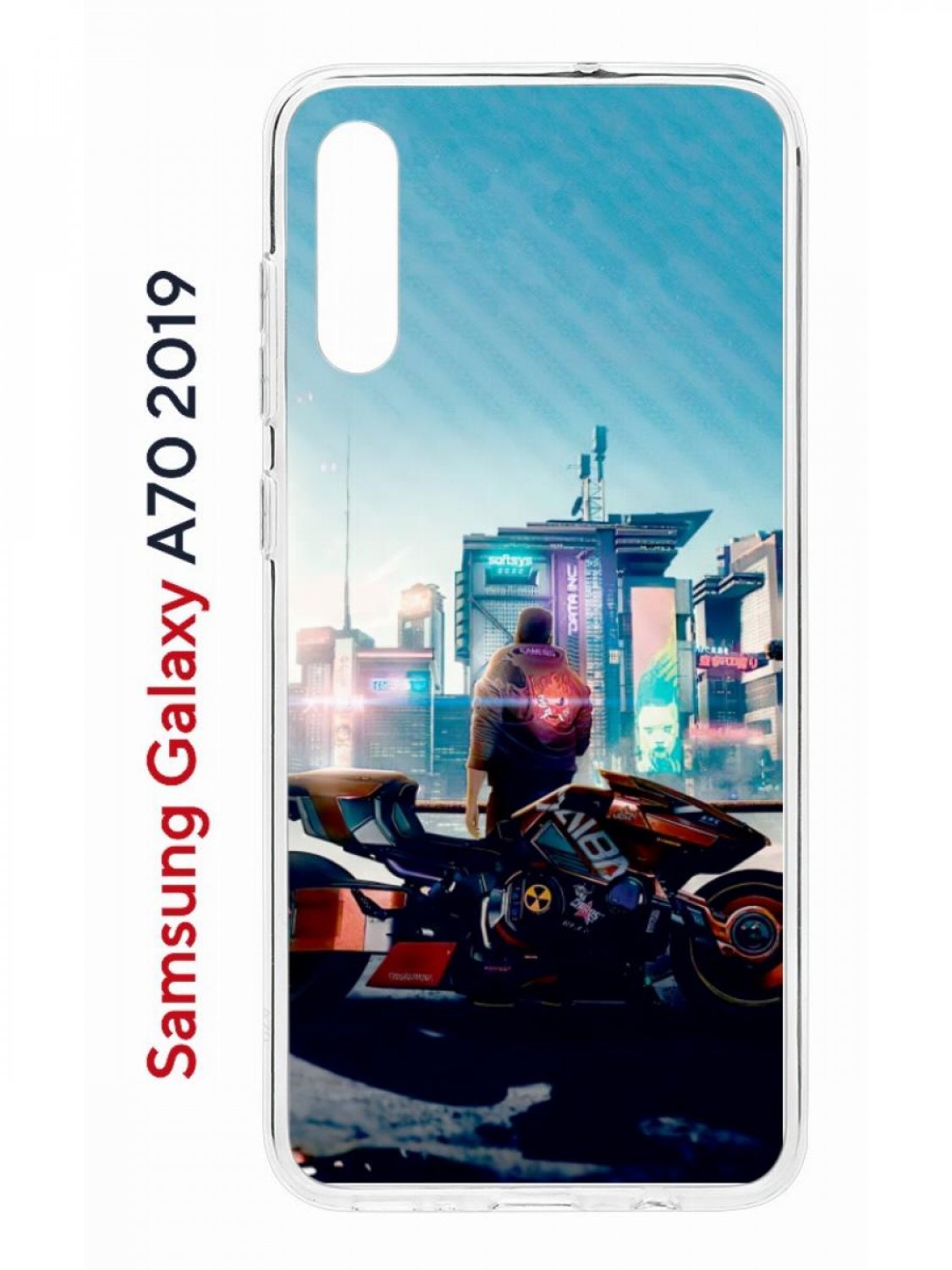 Чехол на Samsung Galaxy A70 Kruche Print Киберпанк,противоударный силиконовый бампер