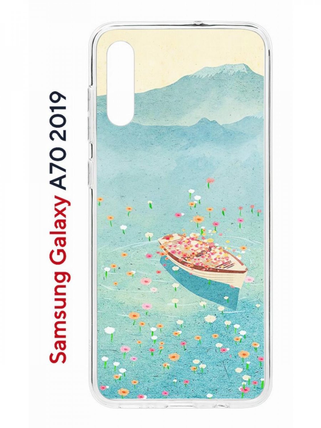 Чехол на Samsung Galaxy A70 Kruche Print озеро цветов,противоударный силиконовый бампер