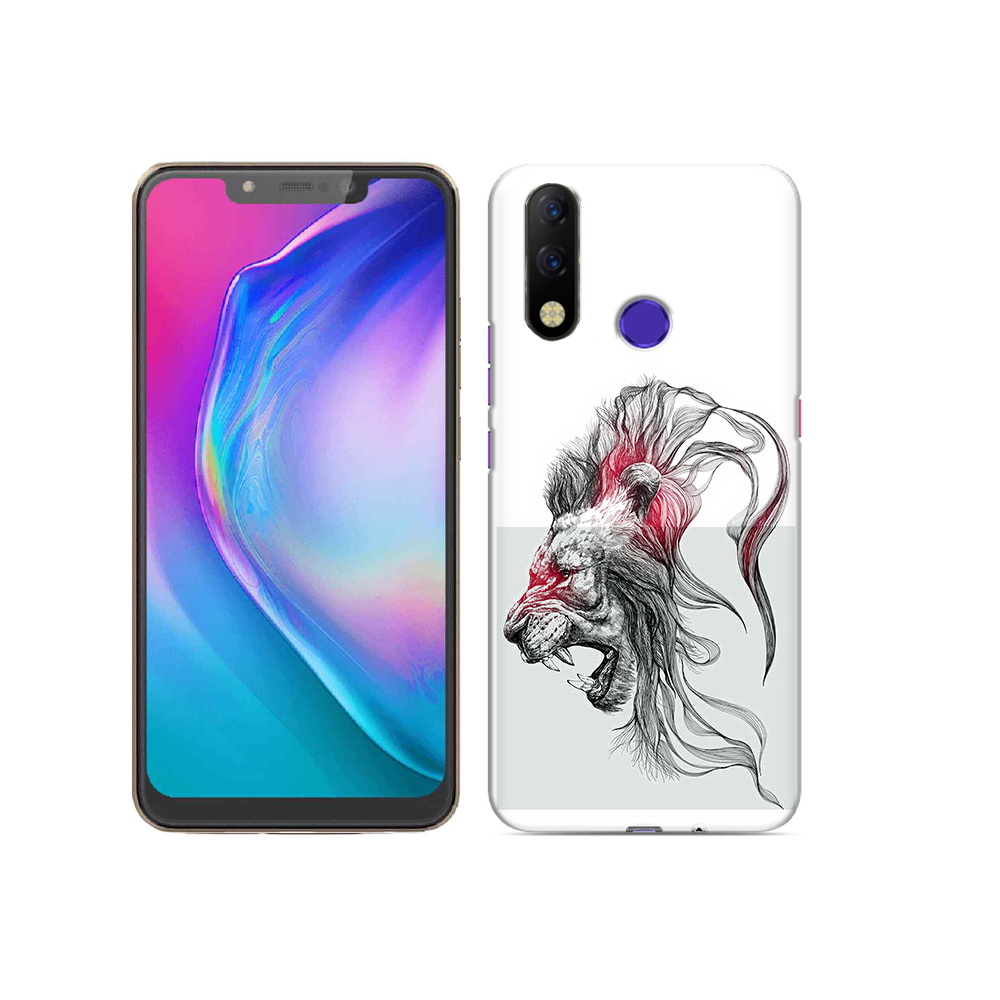 

Чехол MyPads Tocco для Tecno Spark 3 Pro разъяренный лев, Прозрачный, Tocco