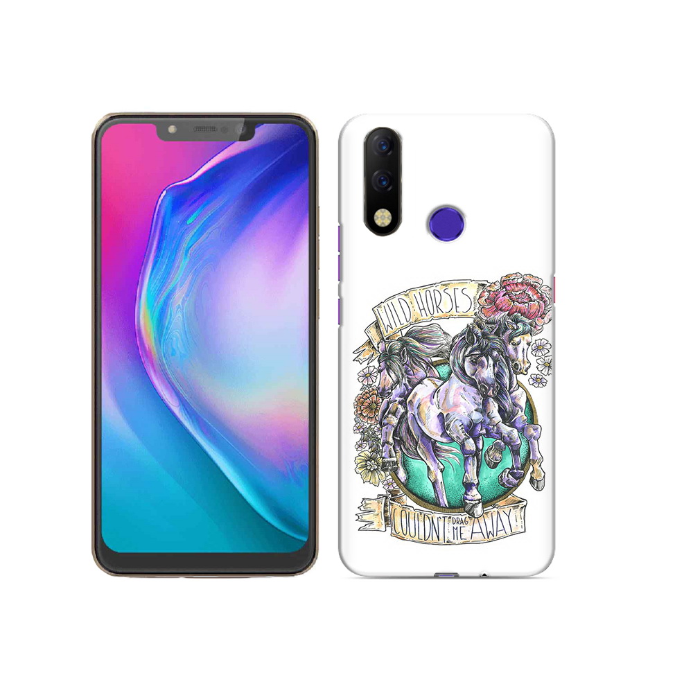 

Чехол MyPads Tocco для Tecno Spark 3 Pro рисунок коней в цветах, Прозрачный, Tocco