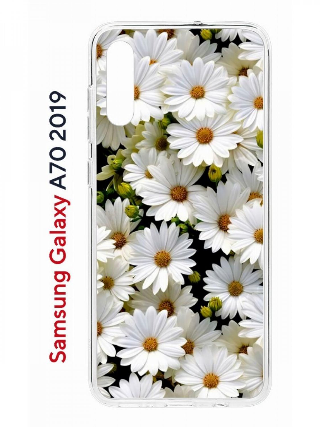 Чехол на Samsung Galaxy A70 Kruche Print Ромашки,противоударный силиконовый бампер