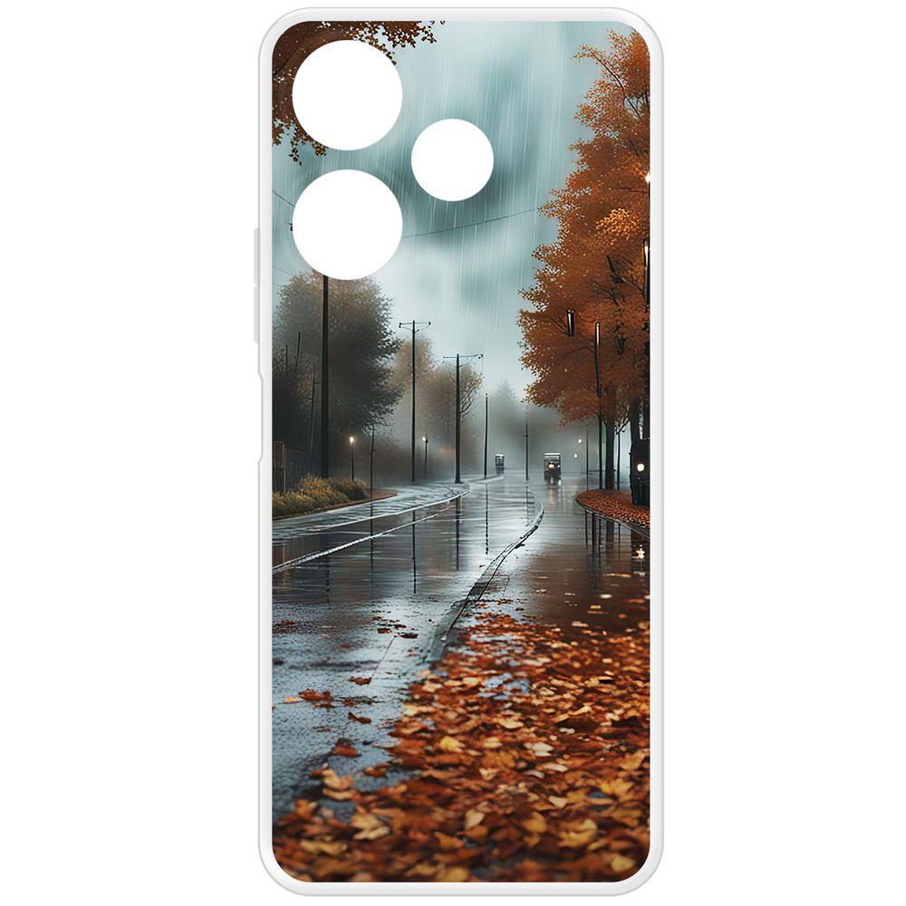 

Чехол-накладка Krutoff Clear Case Осенний дождь для Xiaomi Poco M6 4G, Прозрачный