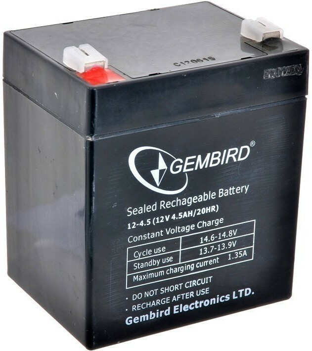 

Аккумулятор для ИБП Gembird BAT-12V4.5AH 4.5 А/ч 12 В, BAT-12V4.5AH