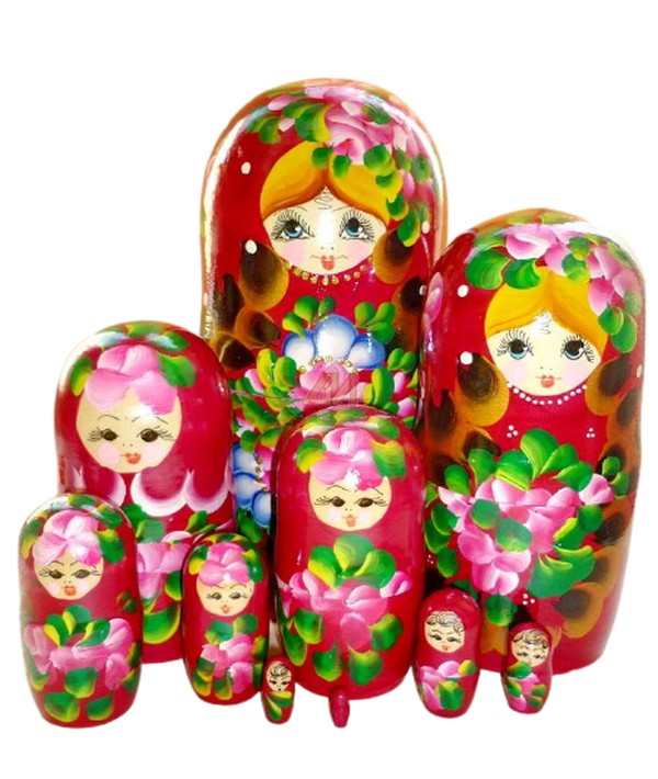 Матрешка Русские народные игрушки расписная 10 в 1 (большая)