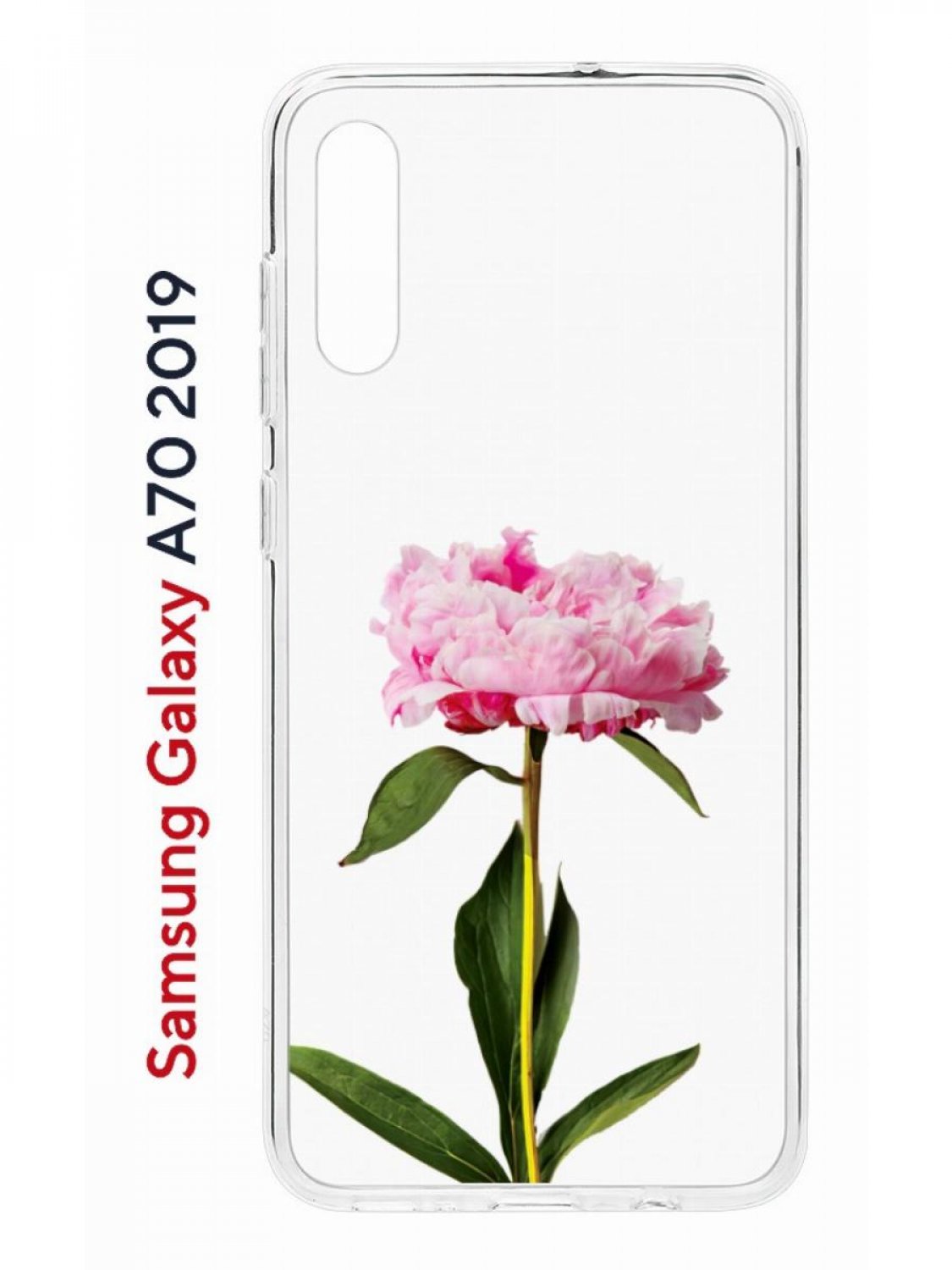 Чехол на Samsung Galaxy A70 Kruche Print Пион,противоударный силиконовый бампер с принтом