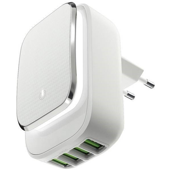 фото Сетевое зарядное устройство interstep smart led 4xusb 4.4a (бело-серый)