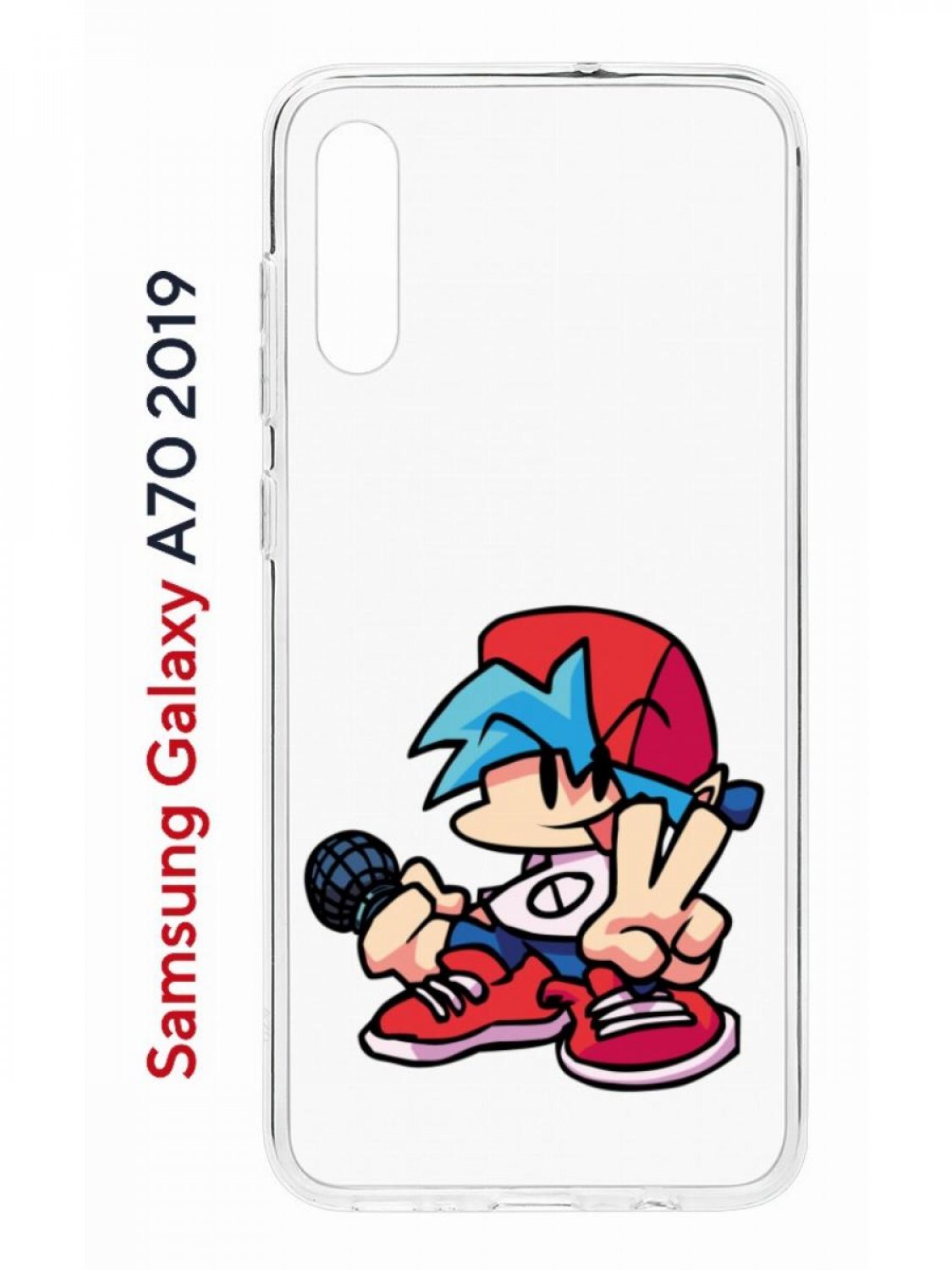 Чехол на Samsung Galaxy A70 Kruche Print FNF Boyfrend,противоударный силиконовый бампер