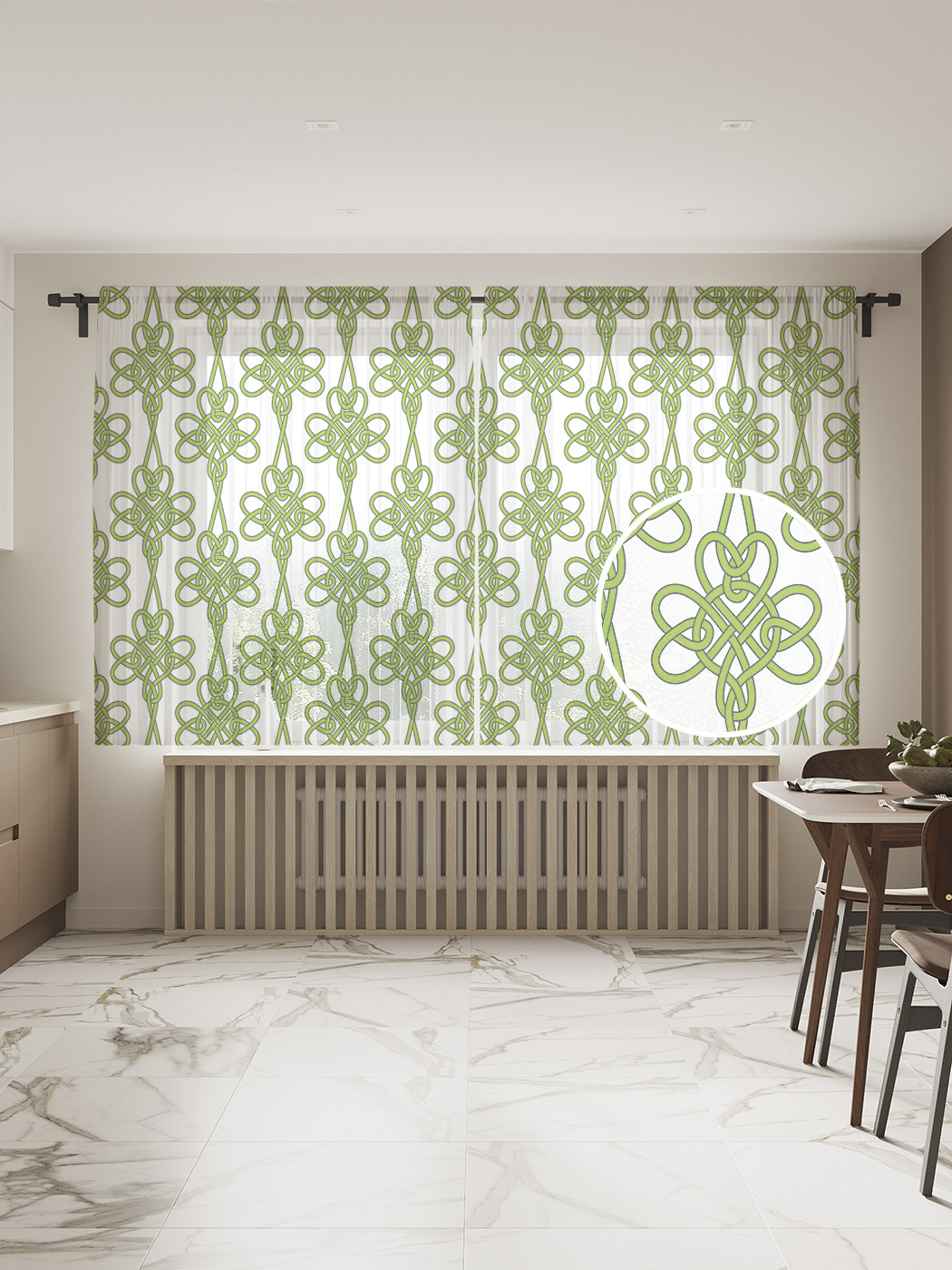 

Фототюль JoyArty "Плетеные ирландские мотивы", 145x180см (2 полотна с лентой + 50 крючков), Плетеные ирландские мотивы