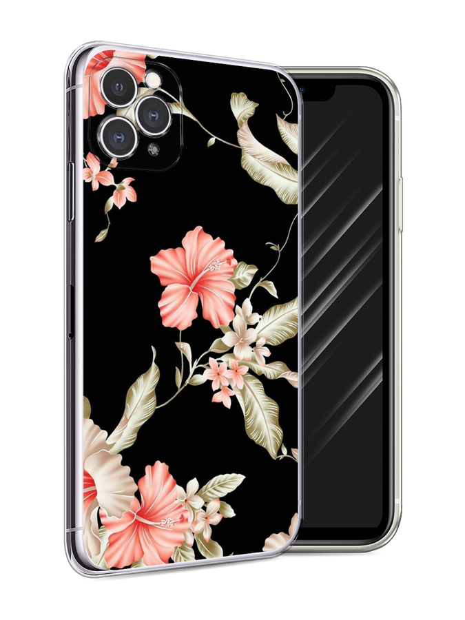 

Чехол Awog на Apple iPhone 11 Pro Max / Айфон 11 Pro Max "Цветы на черном", Разноцветный, 12250-8
