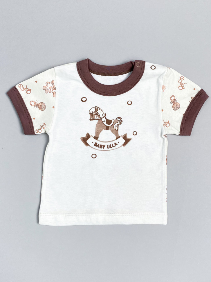 Детская футболка с коротким рукавом Baby Ulla, молочная, коричневая, р.68