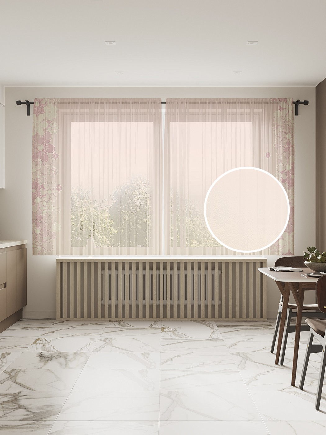 фото Фототюль joyarty "обрамление цветами", 145x180см (2 полотна с лентой + 50 крючков)