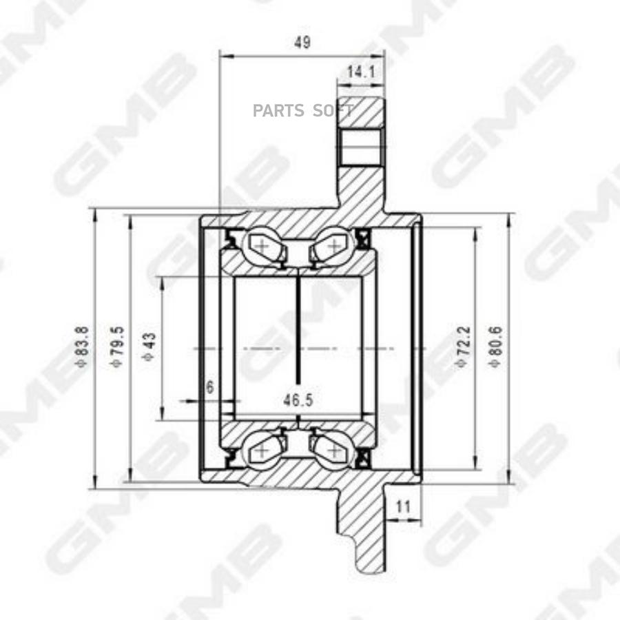 

Ступица Rr (Без Abs) GMB арт. GH22810
