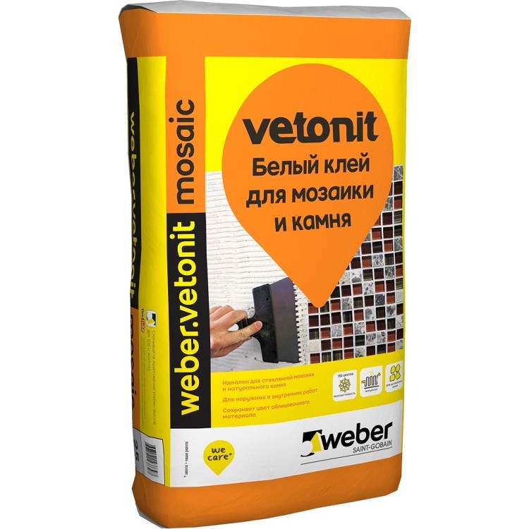 Клей для керамогранита и мозаики Weber Vetonit Mosaic белый, 25кг