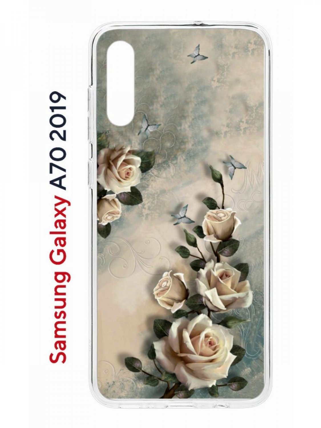 Чехол на Samsung Galaxy A70 Kruche Print Белая роза,противоударный силиконовый бампер
