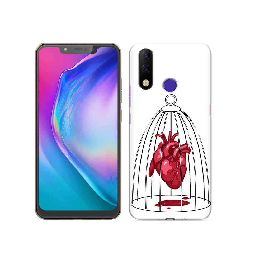 

Чехол MyPads Tocco для Tecno Spark 3 Pro сердце в клетке, Прозрачный, Tocco