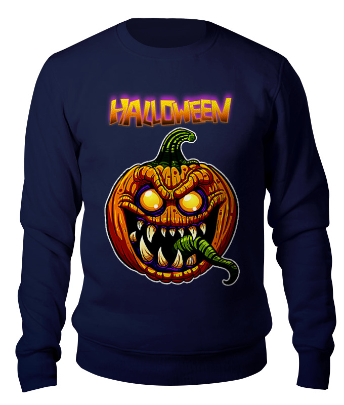 

Свитшот унисекс Printio Halloween pumpkin синий 2XL, Halloween pumpkin