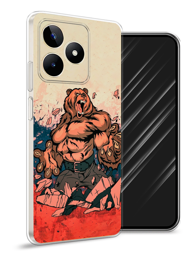 

Чехол Awog на Realme C53 "Медведь с флагом РФ", Коричневый;синий;красный, 2514650-2