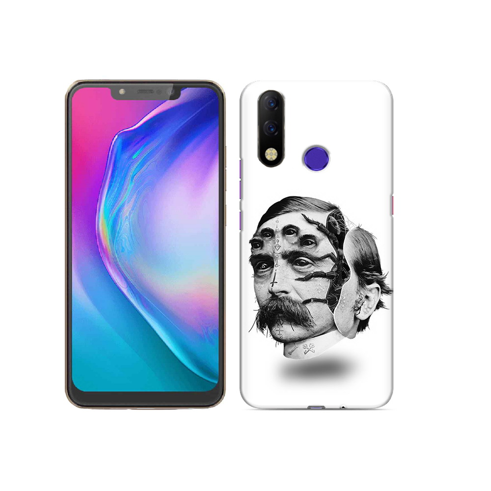 

Чехол MyPads Tocco для Tecno Spark 3 Pro страшное лицо мужчины, Прозрачный, Tocco