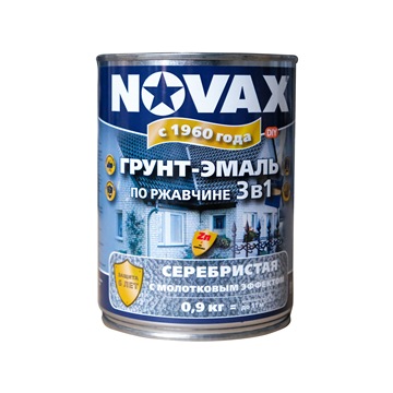 фото Грунт-эмаль novax 3 в 1 молотковая (1л - 0,9 кг) (серебристый)
