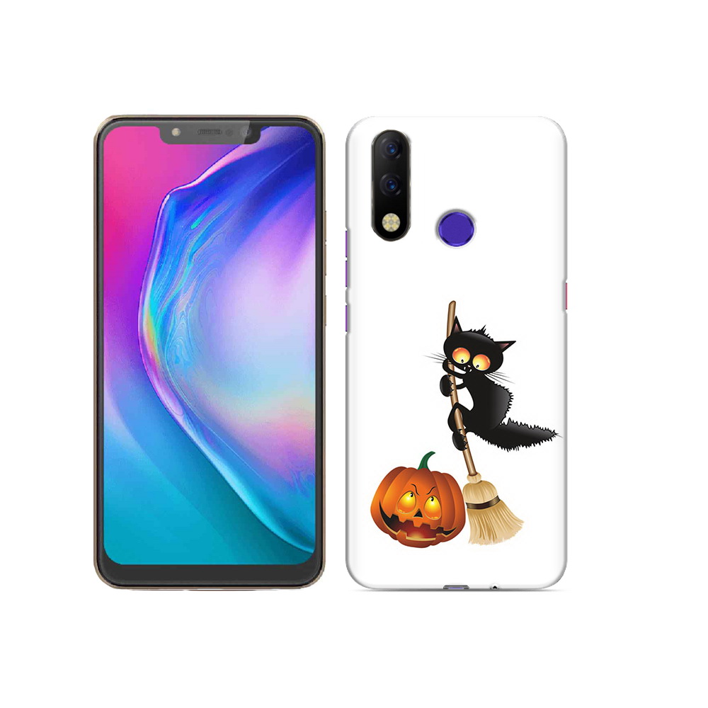 

Чехол MyPads Tocco для Tecno Spark 3 Pro хэлуинский котик, Прозрачный, Tocco