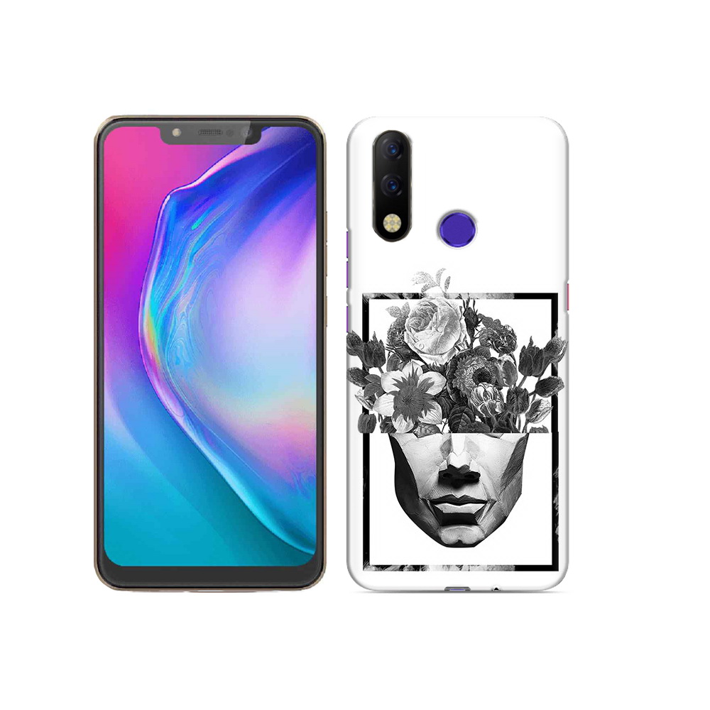 

Чехол MyPads Tocco для Tecno Spark 3 Pro черно белая ваза в абстракции, Прозрачный, Tocco