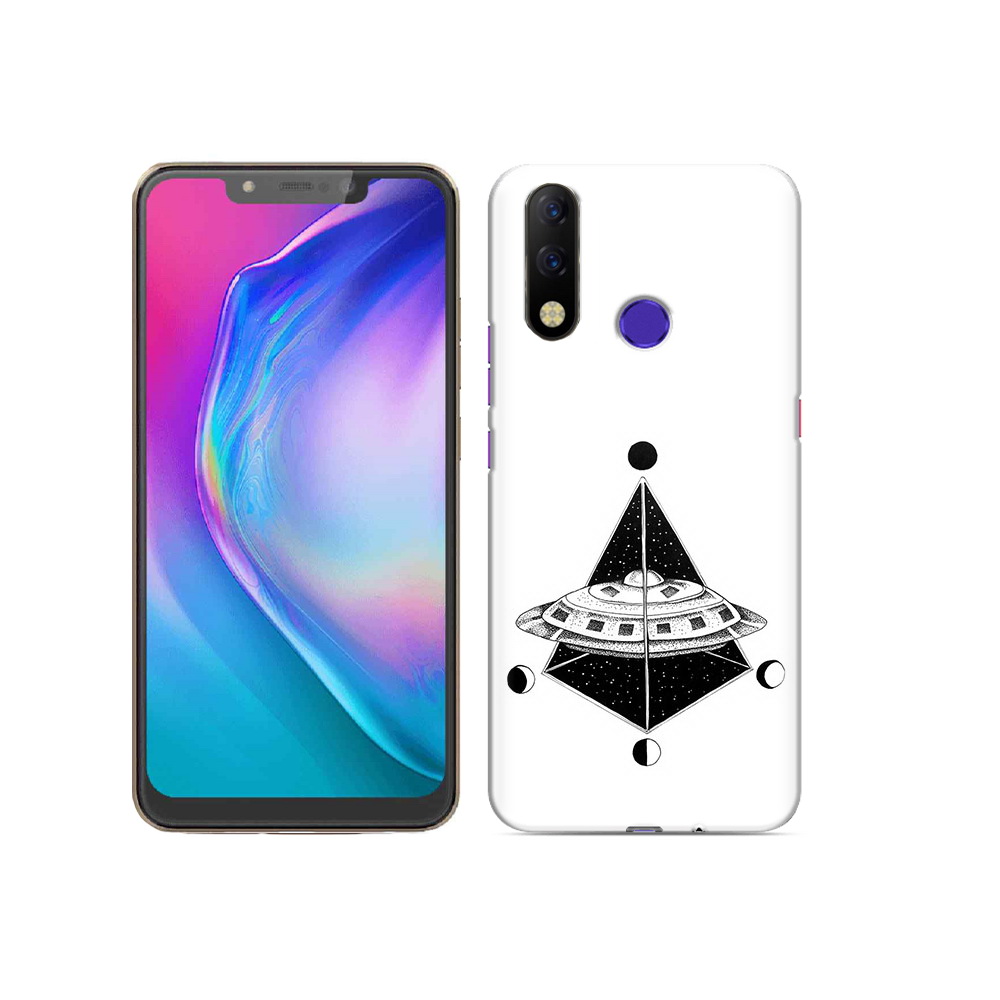 

Чехол MyPads Tocco для Tecno Spark 3 Pro черно белая летающая тарелка, Прозрачный, Tocco