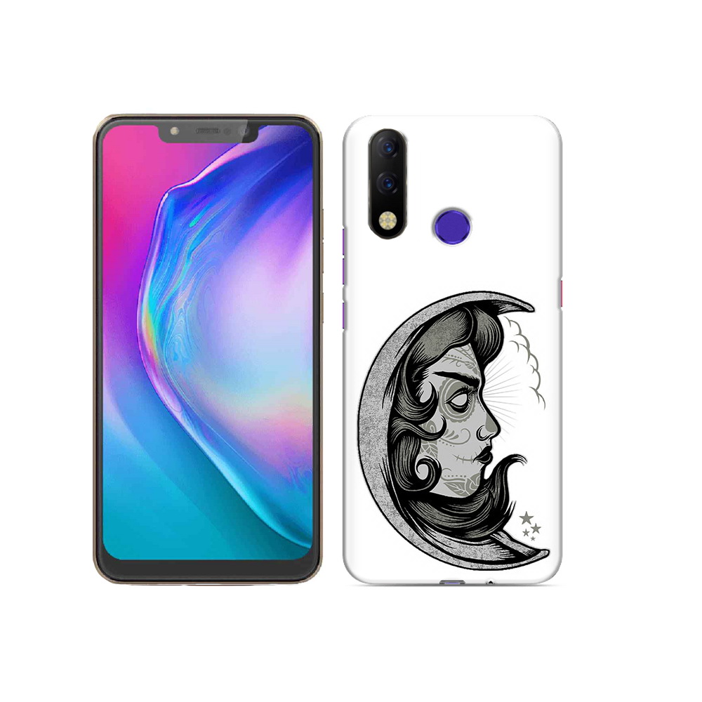 

Чехол MyPads Tocco для Tecno Spark 3 Pro черно белая луна с лицом, Прозрачный, Tocco