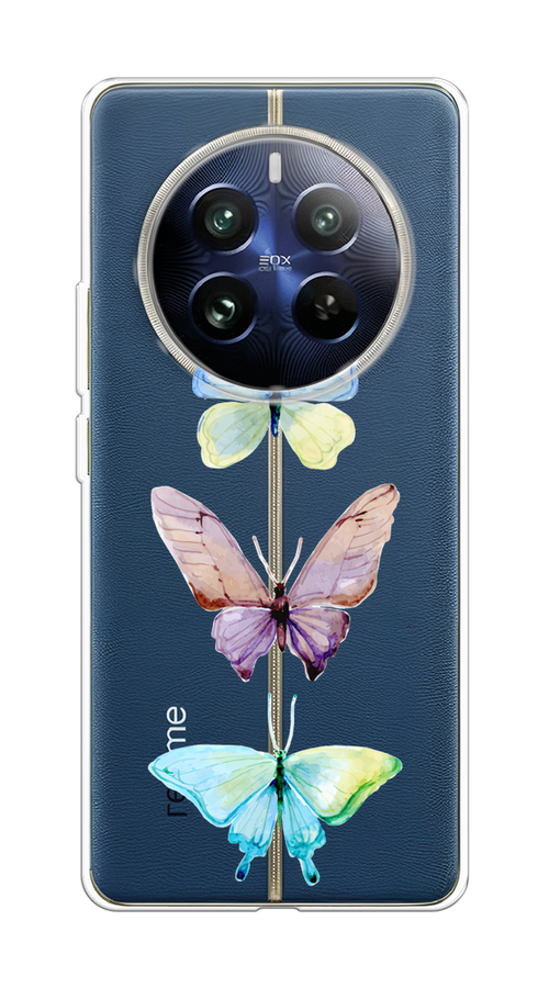

Чехол на Realme 12 Pro "Акварельные бабочки", Бирюзовый;розовый, 2516150-1