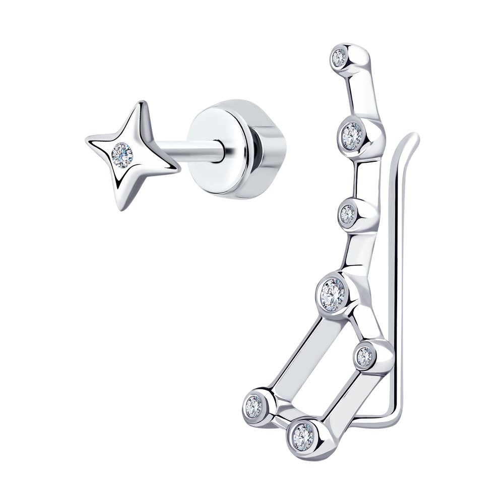 

Серьги клаймберы из серебра SOKOLOV 94023791, фианит, 94023791