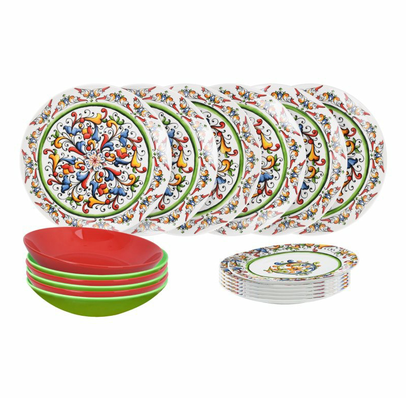 фото Набор посуды kasanova mediterraneo rosso e verde 18 предметов