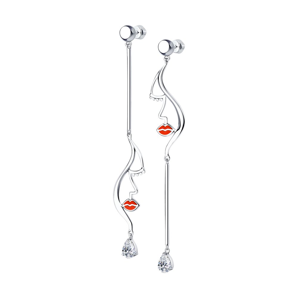 

Серьги женские из серебра SOKOLOV 94024065, фианит/эмаль, 94024065