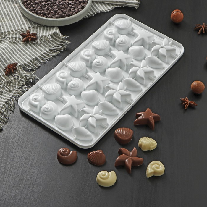 Форма для льда и шоколада «Морское дно», 28x14,5 см, 28 ячеек, цвет МИКС