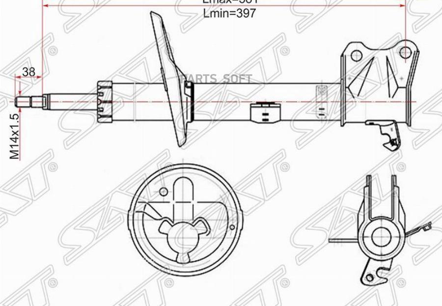 

SAT ST-48530-39755 Стойка задняя TOYOTA CAMRY 01-06 4WD RH 1шт