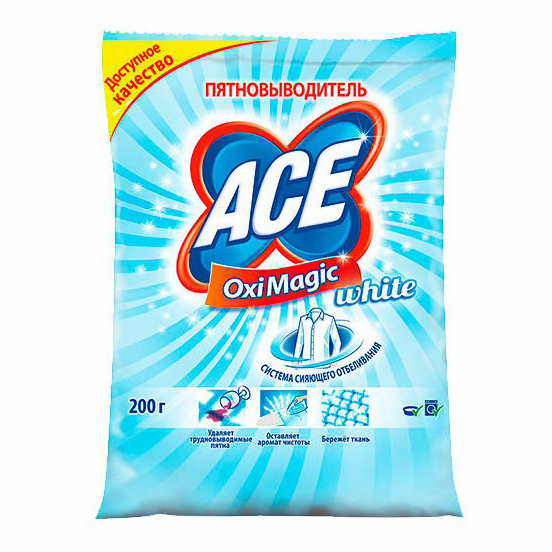 Пятновыводитель Ace Oxi Magic White для белого белья 200 г