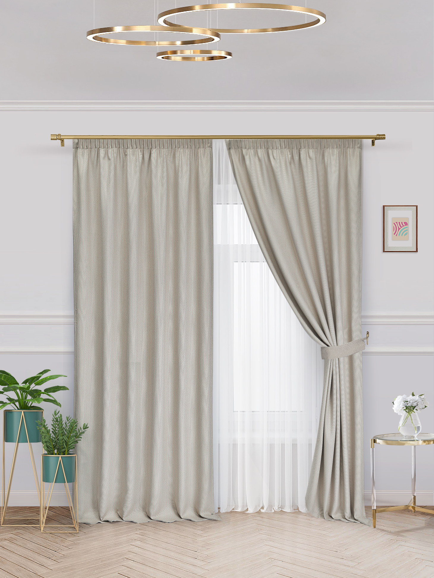

Комплект штор рогожка блэкаут 250х250см 2 шт., k_Rog_500X250_krem, rog_lenta